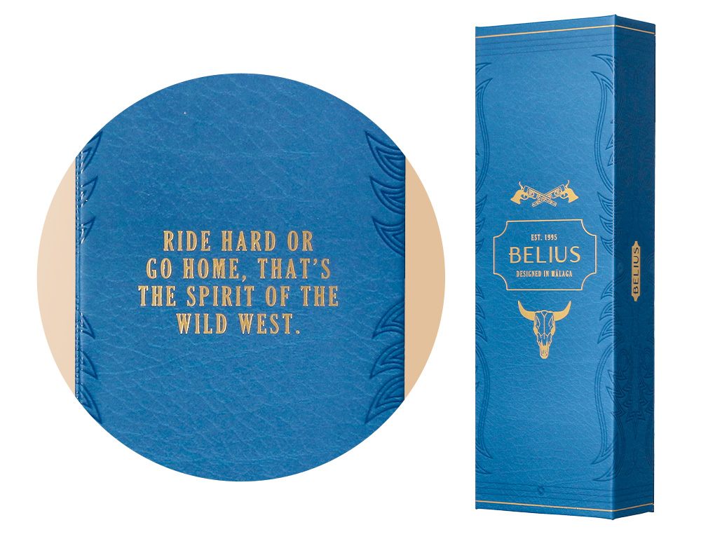 ROLLER BELIUS WILD WEST ALUMINIUM ENCRE NOIRE COLORIS BLEU MARINE DORE BOITE DESIGN
