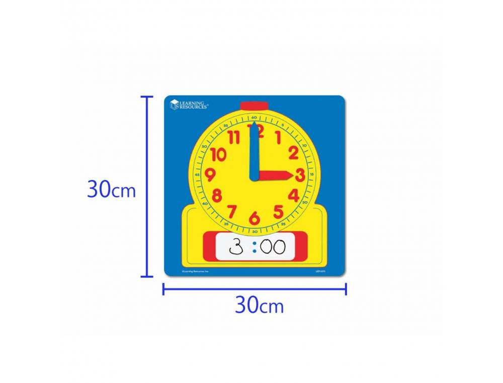 HORLOGES POLYPRO LEARNING RESOURCES GRANDE HORLOGE ANALOGIQUE ET NUMERIQUE EFFACABLE 30X30 CM