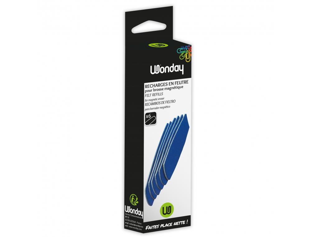 LOT DE 6 RECHARGES WONDAY POUR BROSSE TABLEAU BLANC REF FSC650162
