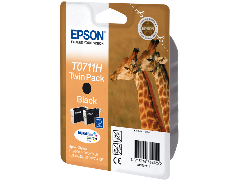 CARTOUCHE EPSON T0711 JET D'ENCRE C13T07114010 COULEUR NOIR 250P