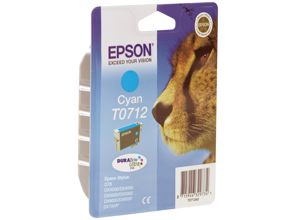 CARTOUCHE EPSON T0712 JET D'ENCRE C13T07124010 COULEUR CYAN 385P