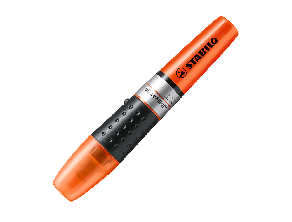 SURLIGNEUR STABILO LUMINATOR DESIGN FUTURISTE FORME FUSELÉE CORPS TRANSPARENT LONGUE DURÉE COULEUR ORANGE