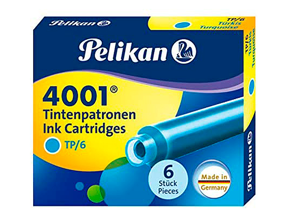 CARTOUCHE PELIKAN COURTE STANDARD TURQUOISE ÉTUI 6 UNITÉS