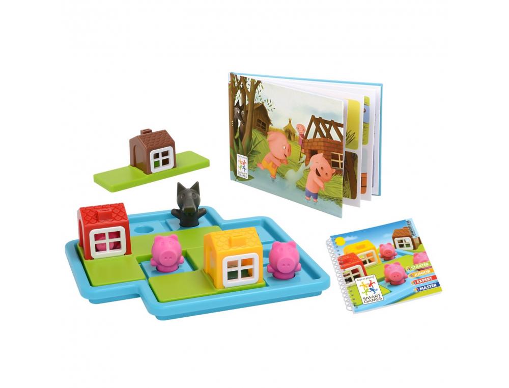 JEU INTERDACTA LES 3 PETITS COCHONS 1 PLATEAU + 3 MAISONS + 3 COCHONS + 1 LOUP + 1 LIVRET + 1 LIVRE AVEC LE