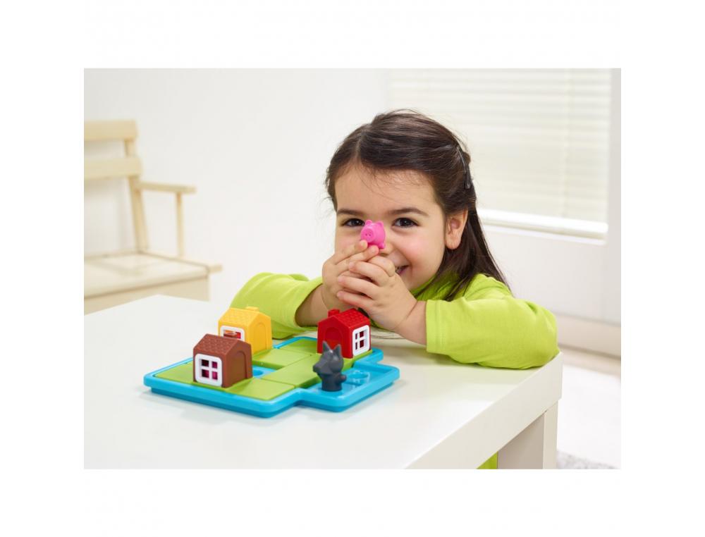 JEU INTERDACTA LES 3 PETITS COCHONS 1 PLATEAU + 3 MAISONS + 3 COCHONS + 1 LOUP + 1 LIVRET + 1 LIVRE AVEC LE