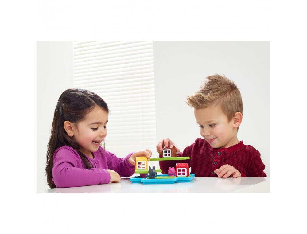 JEU INTERDACTA LES 3 PETITS COCHONS 1 PLATEAU + 3 MAISONS + 3 COCHONS + 1 LOUP + 1 LIVRET + 1 LIVRE AVEC LE