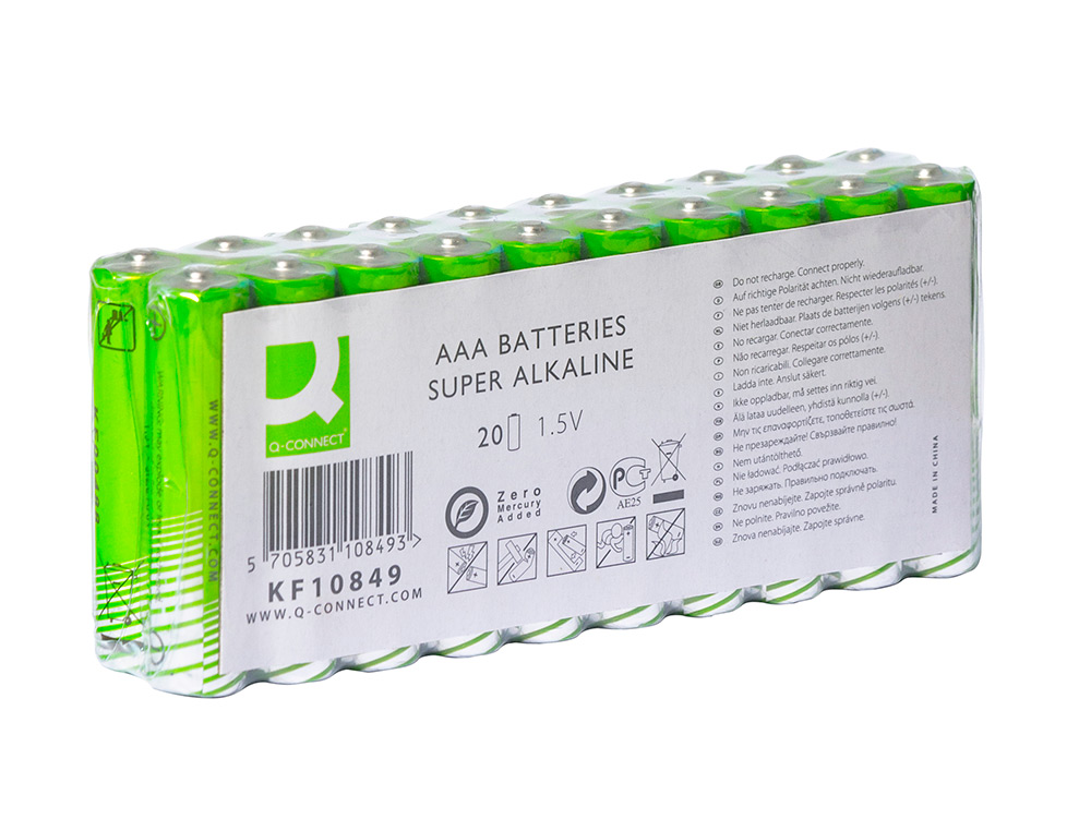 PILE Q-CONNECT ALCALINE AAA LR03 CAPACITÉ 1.5V PACK 20 UNITÉS