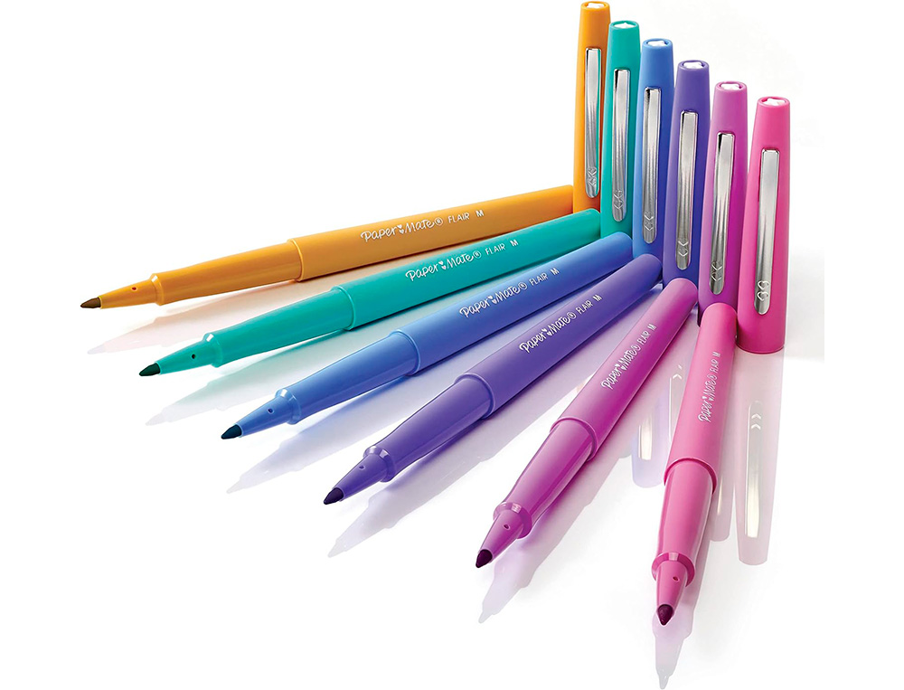 STYLO-FEUTRE PAPER MATE FLAIR ORIGINAL POINTE MOYENNE 1 MM LONGUE DURÉE DE VIE POCHETTE 6 COLORIS TROPICAL