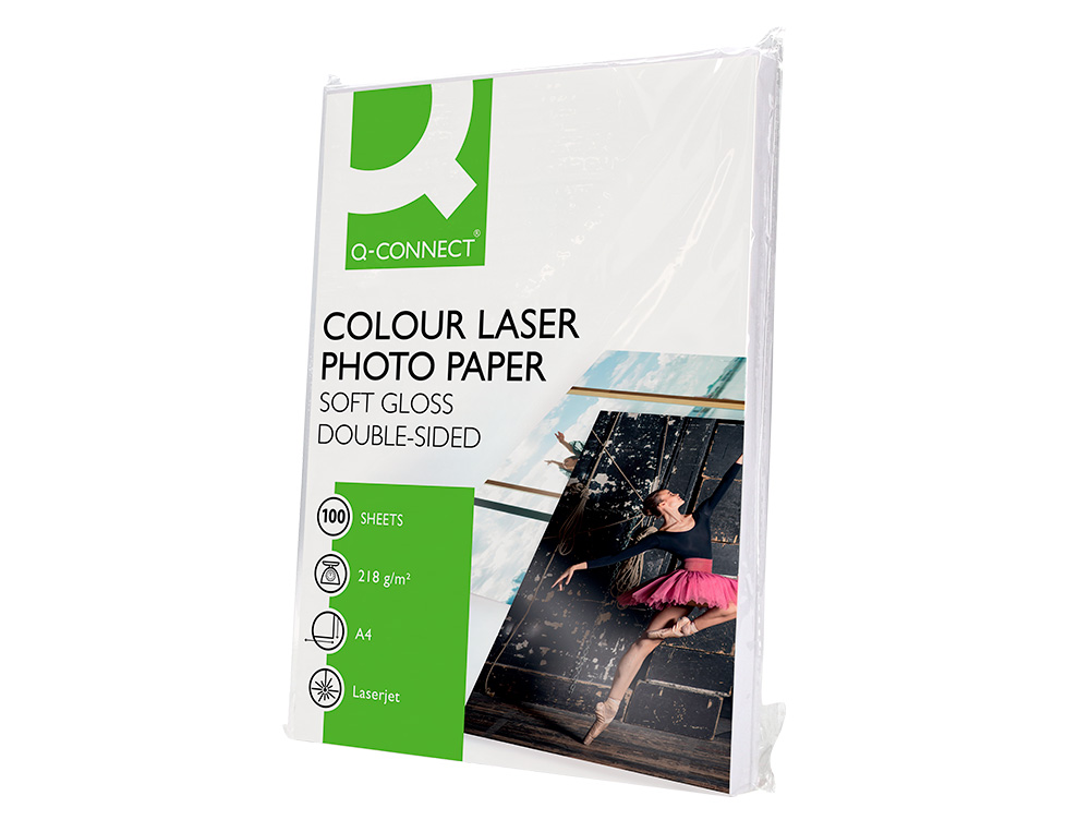 PAPIER PHOTO Q-CONNECT LASER SEMI GLACÉ BRILLANT A4 218G/M2 COMPATIBLE TOUTES IMPRIMANTES PAQUET 100 FEUILLES