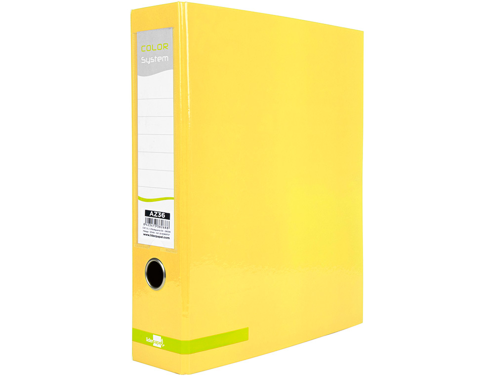 CLASSEUR LEVIER LIDERPAPEL A4 COLOR SYSTEM CARTON REMBORD 1,9MM COMPRESSEUR MTALLIQUE DOS 80MM BOTE JAUNE