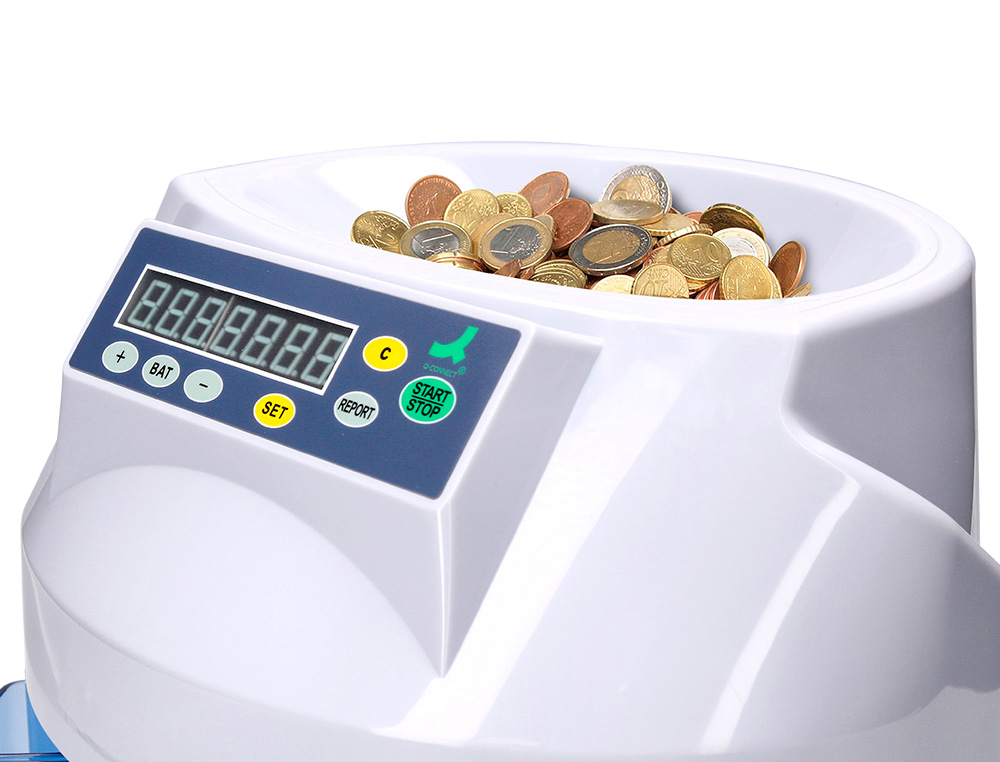 COMPTEUSE TRIEUSE MONNAIE Q-CONNECT ÉLECTRONIQUE LIBRE OU PAR LOT 216U/MINUTE 4 CHIFFRES LED 355X266X330MM 4.5KG