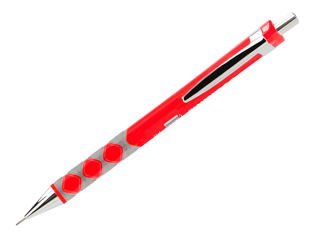 PORTE-MINE LIDERPAPEL PLASTIQUE 0.5MM GRIP SOFT CAOUTCHOUC POINTE ET CAPUCHON MÉTALLIQUES GOMME MINES COLORIS ASSORTIS